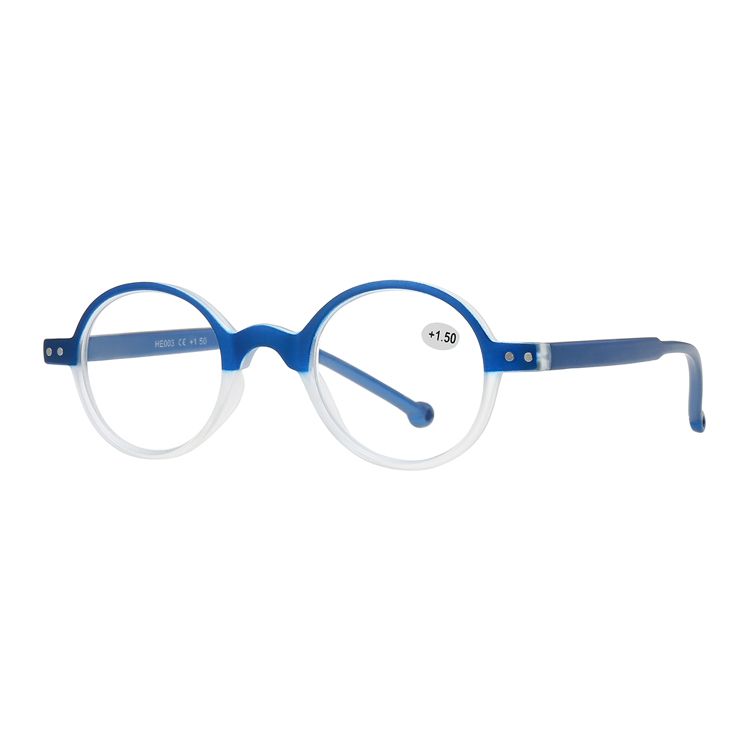 2X Retro Small Round Unisex Full Rim Plastic TR Spring Hinge Temple Reading Glasses Polycarbonate Single Vision Lenses Reader Positive Strength Presbyopia Glasses Eyewear Blue +1.00 ~ +3.50