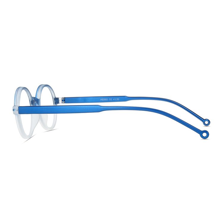 2X Retro Small Round Unisex Full Rim Plastic TR Spring Hinge Temple Reading Glasses Polycarbonate Single Vision Lenses Reader Positive Strength Presbyopia Glasses Eyewear Blue +1.00 ~ +3.50