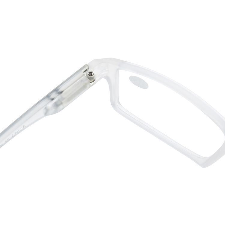 HELES Large Size Rectangular Full-Rim Plastic TR Single Vision Reading Glasses - Spring Hinge Design with Positive Strength Lens for Near Vision Reader Transparent Black Line