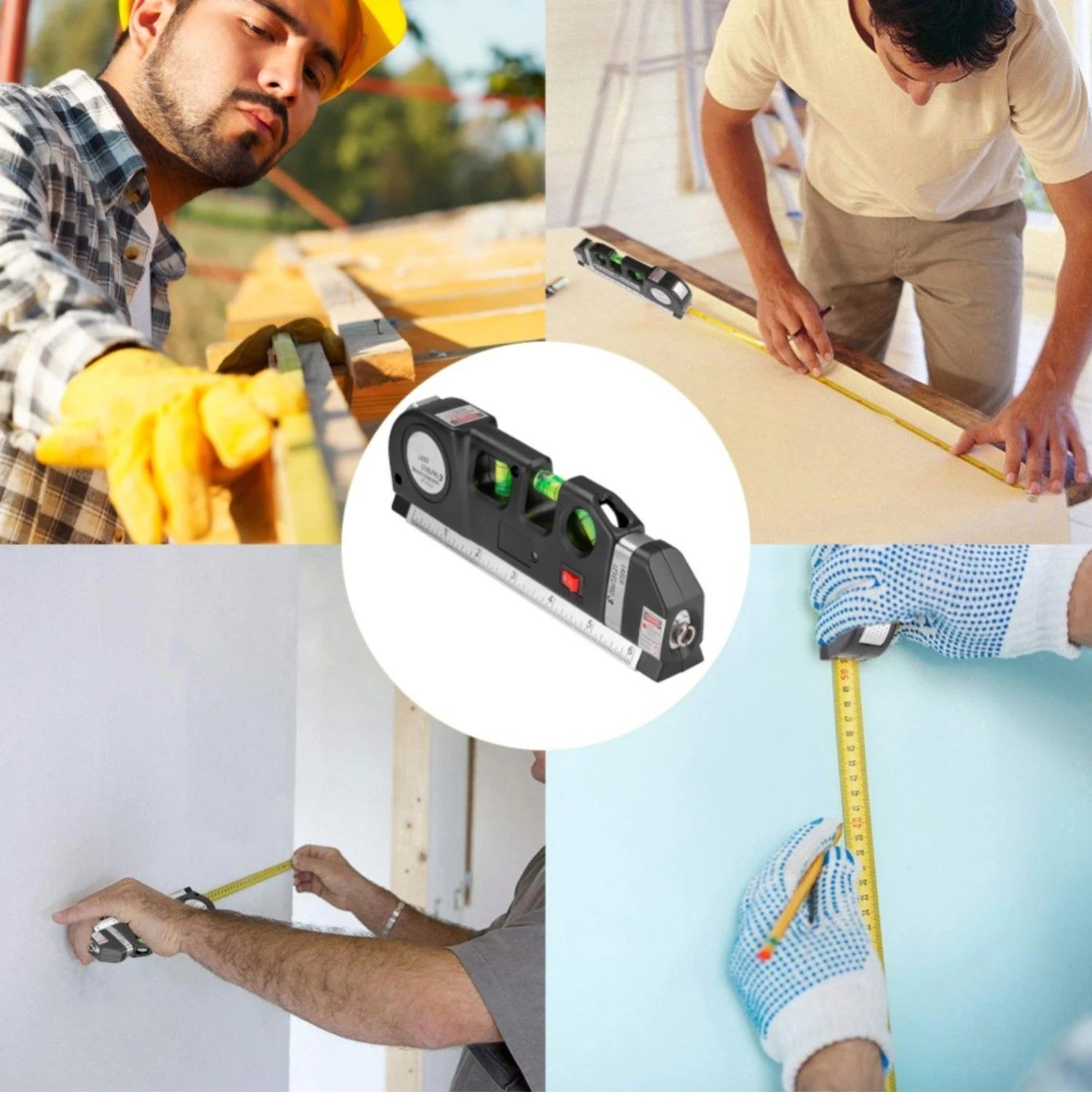 Laser Level Tape Vertical Measure Adjusted Standard Ruler Horizontal Cross Lines Optical Levelling Instrument Multipurpose 4 in1