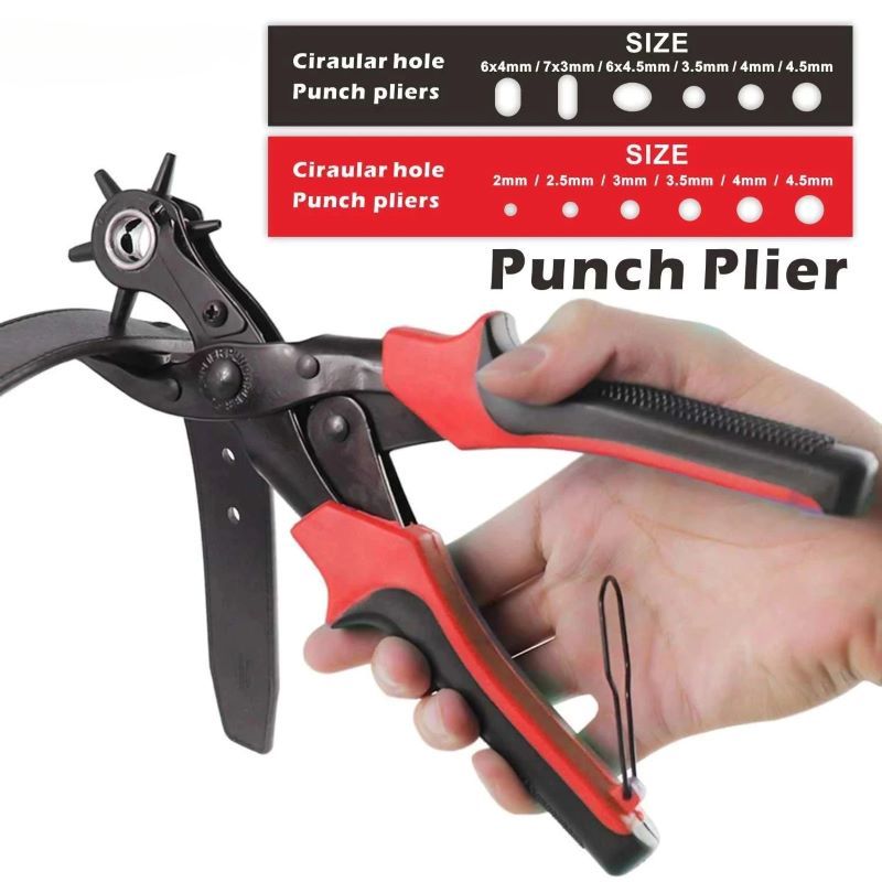 6 Holes Leather Hole Punch Belt Punch Pliers Multifunctional Diy Round Flat Oval Punching Tool Set