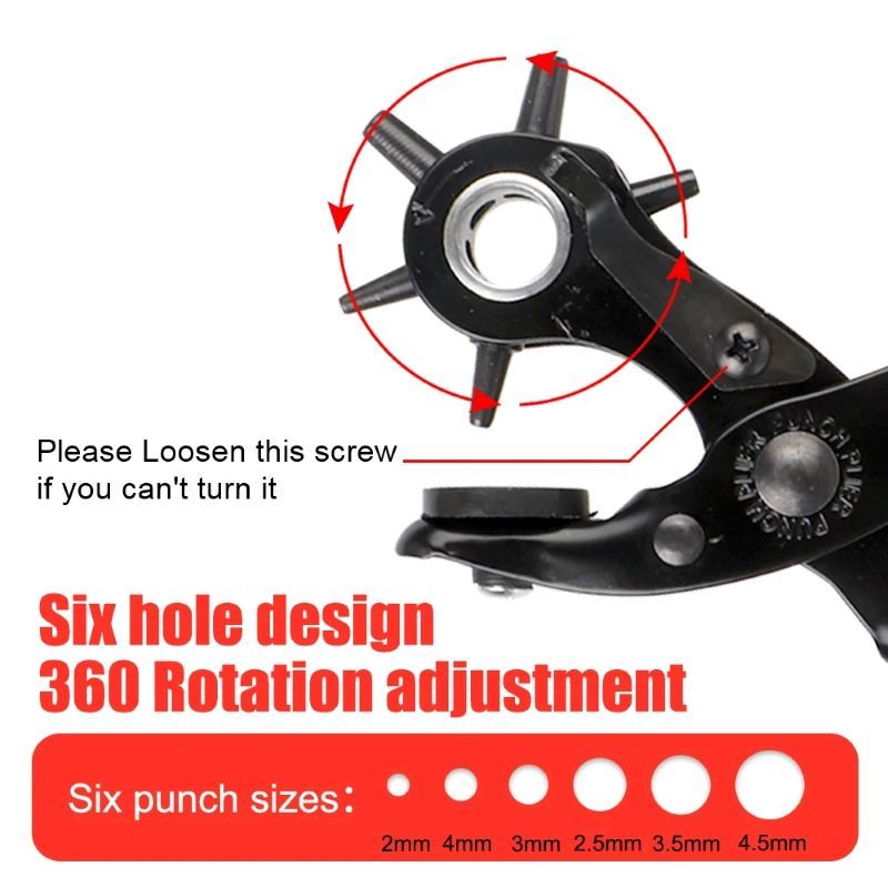 6 Holes Leather Hole Punch Belt Punch Pliers Multifunctional Diy Round Flat Oval Punching Tool Set