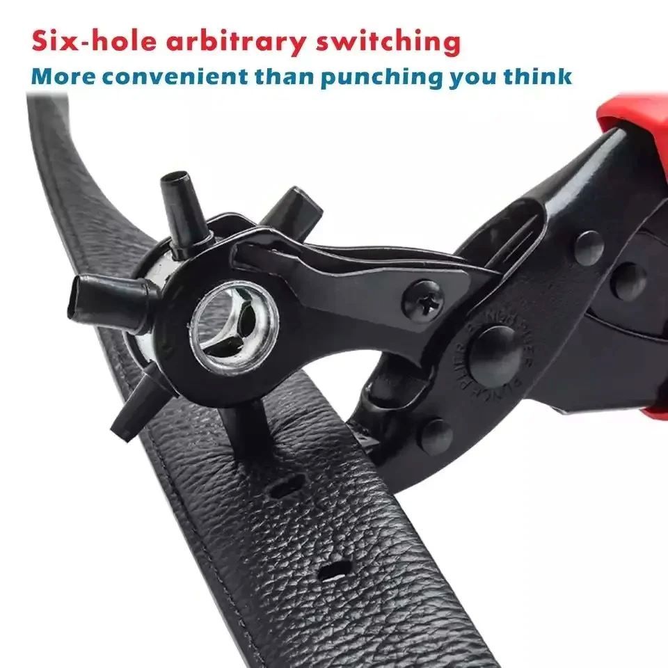 6 Holes Leather Hole Punch Belt Punch Pliers Multifunctional Diy Round Flat Oval Punching Tool Set