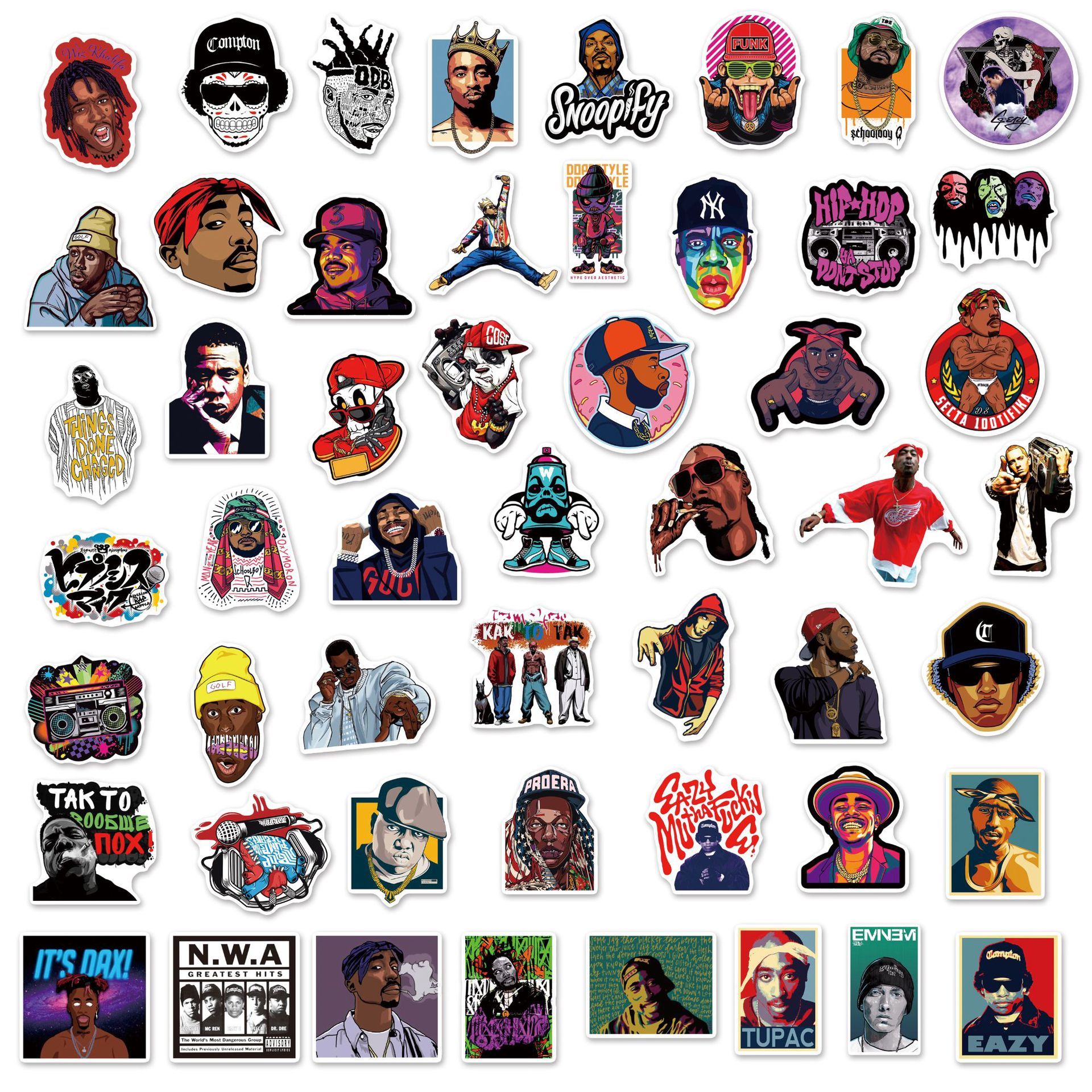 50PCS DIY Stickers Rap Graffiti Sticker Suitcase Guitar Car Computer Waterproof Refrigerator Water Cup Helmet Stickers