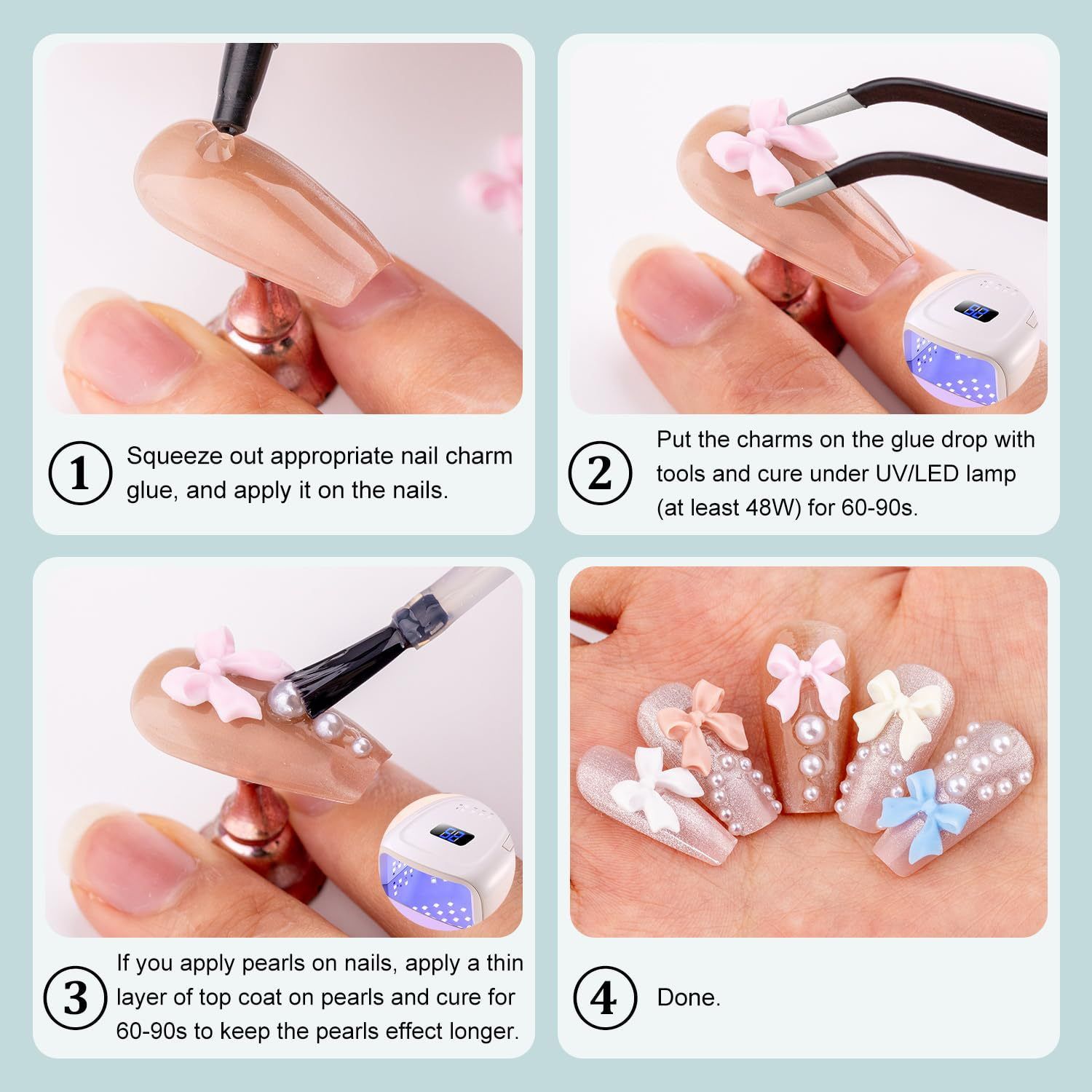 12Grids/box Mixed Resin Bowknot Nail Art Decorations 3D Acrylic Charms Kawaii Colorful Bow Rhinestone DIY Manicure Tools Parts  False Nails Accessories