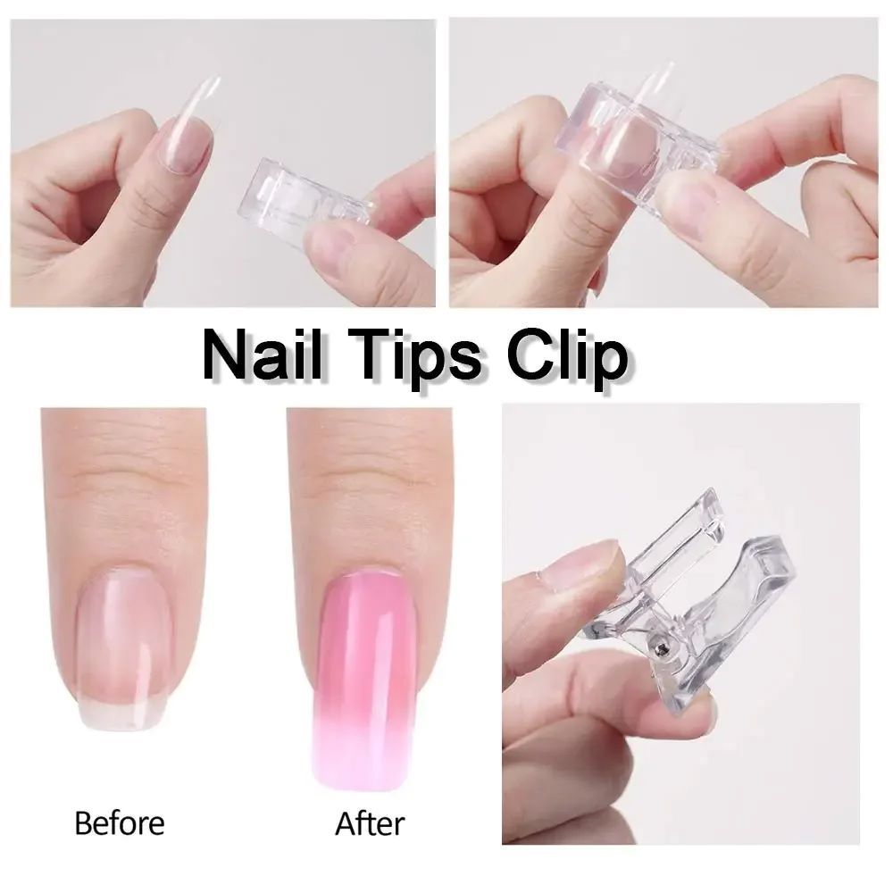10 Pcs Poly Gel Finger Nail Extension LED Builder Clamps Manicure Nail Art Tool Nail Tips Clip Transparent Fixed Clamp For Nail False Nails Accessories