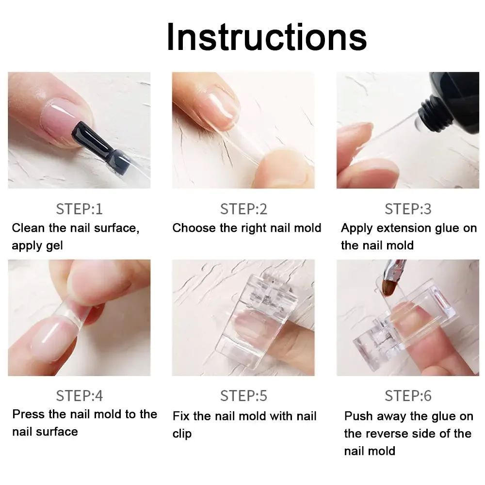 10 Pcs Poly Gel Finger Nail Extension LED Builder Clamps Manicure Nail Art Tool Nail Tips Clip Transparent Fixed Clamp For Nail False Nails Accessories