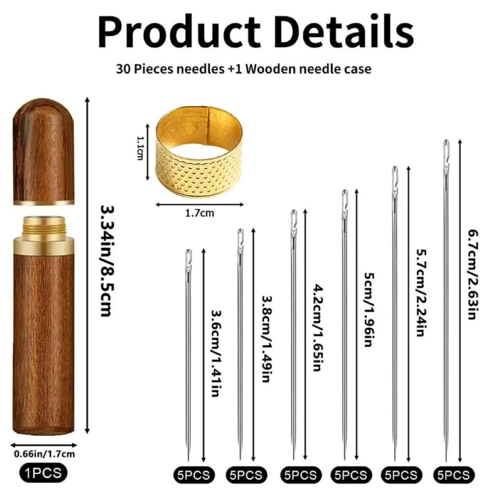 30pcs Blind Sewing Needle Elderly Stainless Steel Quick Automatic Self-Threading Needle Stitching Pins DIY Punch Needle Threader  Hand Sewing Needles
