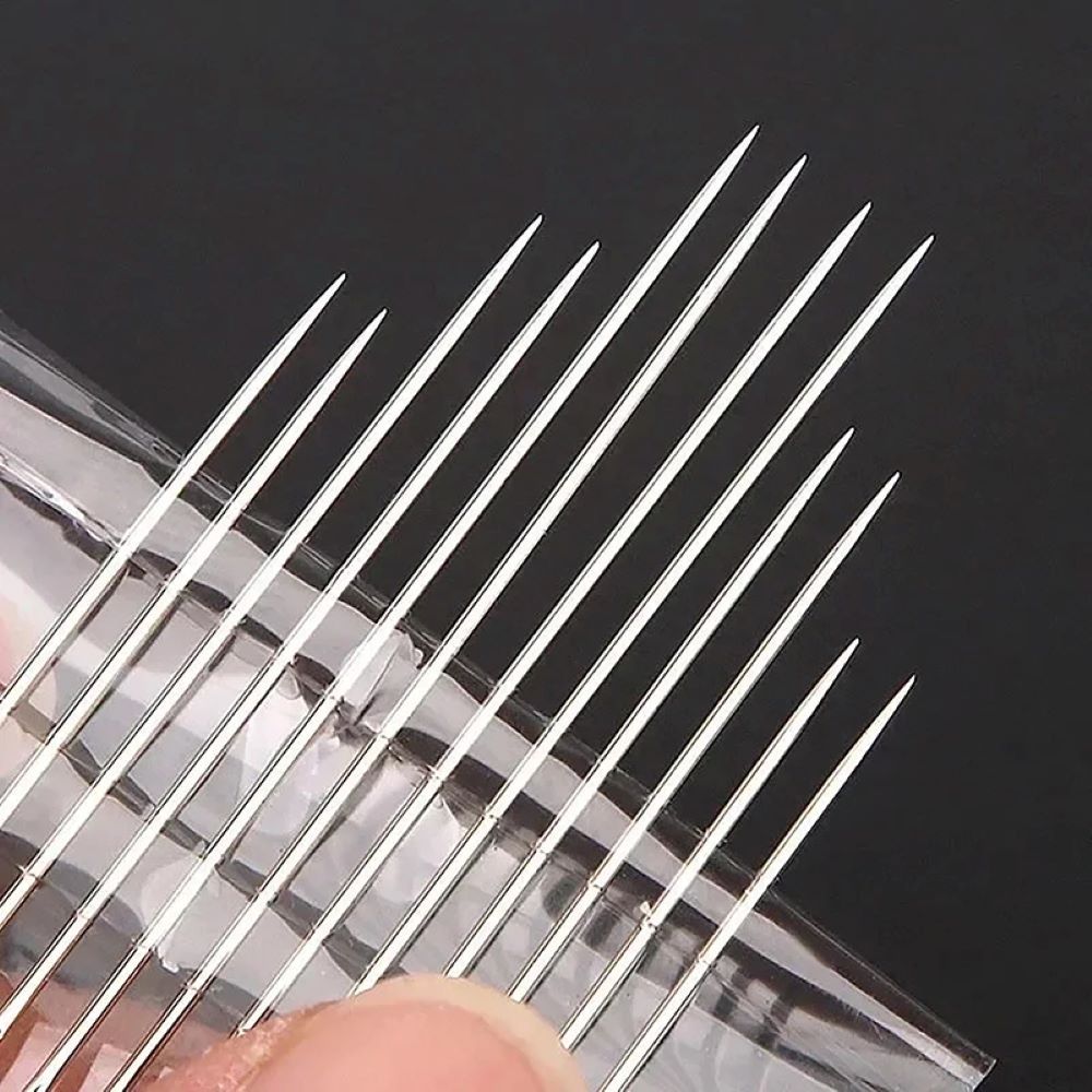 30pcs Blind Sewing Needle Elderly Stainless Steel Quick Automatic Self-Threading Needle Stitching Pins DIY Punch Needle Threader  Hand Sewing Needles