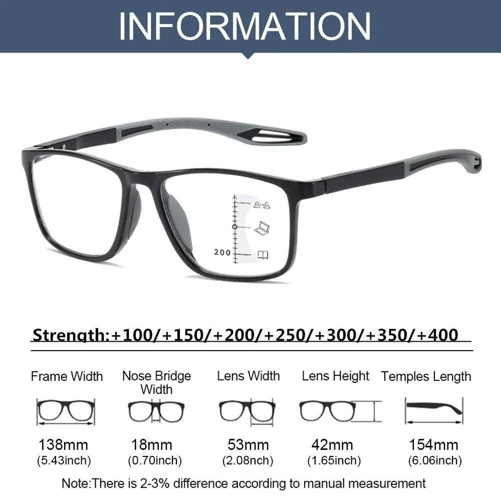 TR90 Anti-blue Light Multifocal Reading Glasses for Men Women Progressive Near Far Eyewear Ultralight Sports Farsight Eyeglasses Men Accessories Eyewear