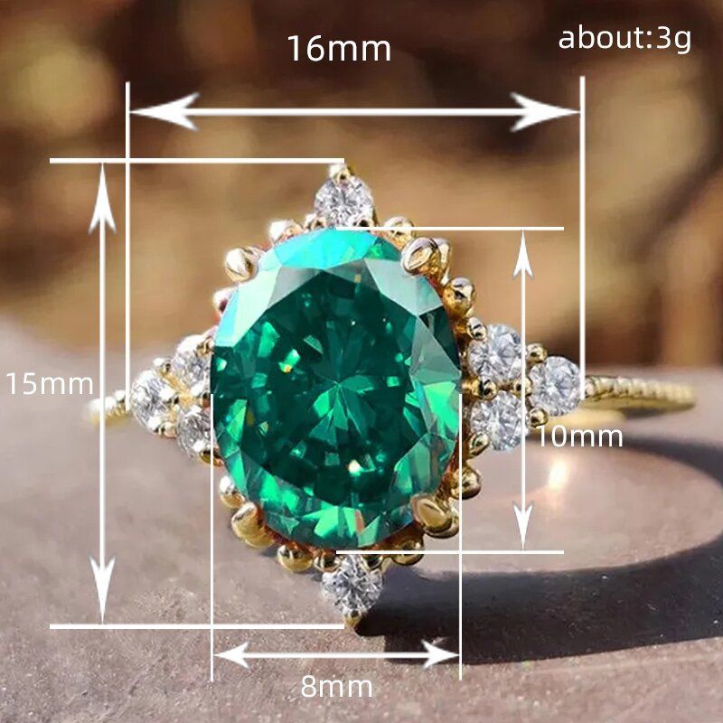 Oval Green Cubic Zirconia Gold Color Luxury Rings for Women Wedding Anniversary Party Elegant Lady's New Fashion Jewelry Rings 
﻿