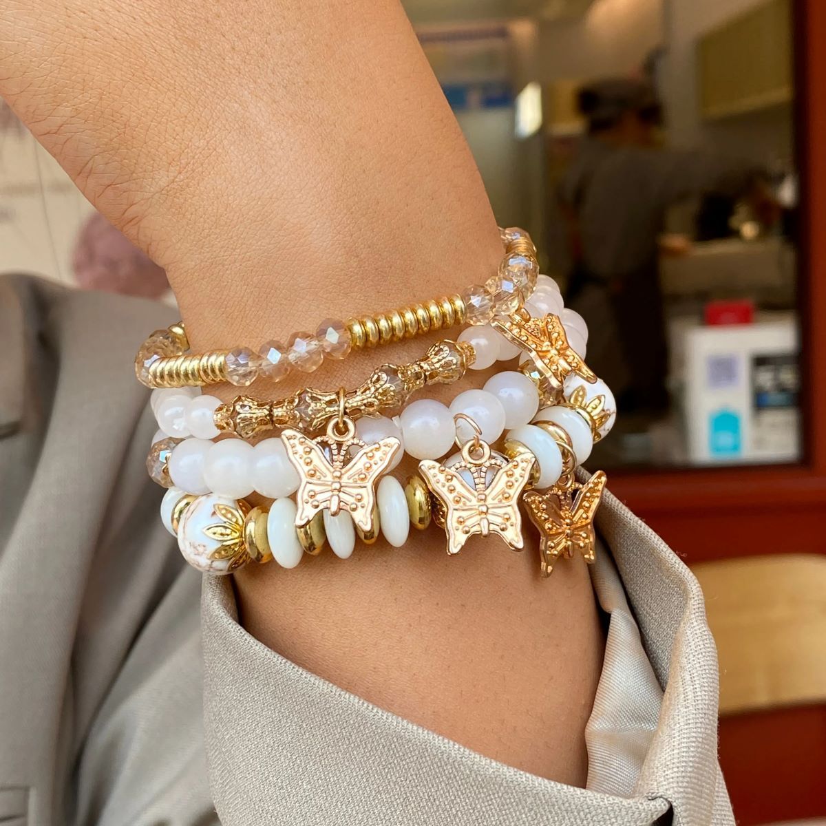 4pcs String Bead Lady Bracelet New Fashion Style Hand Chain Bracelet Set Four-piece Butterfly Bracelet  Women Jewelry Bracelets