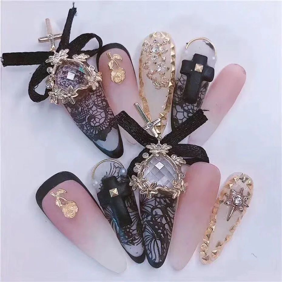 10 Rolls/Box White Black Lace Nail Art Foils Set Nail Transfer Sticker Paper DIY Manicure Nail Decoration Accessories