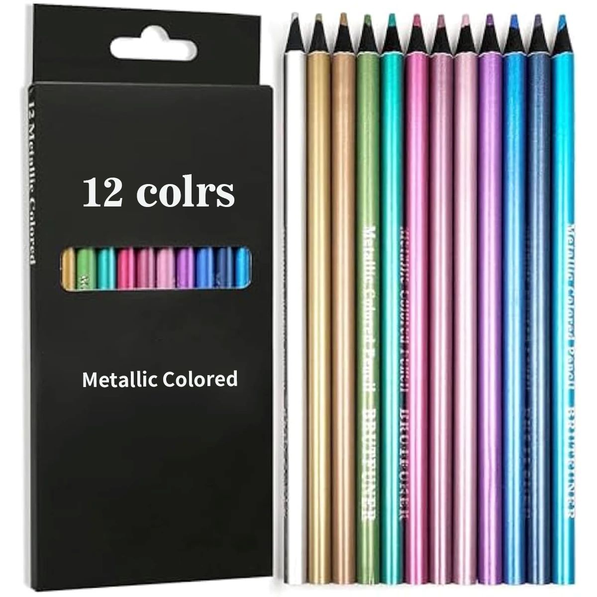 12 Colors Metallic Colored Pencil Drawing and Sketching Set Colored Pencil DIY Art Supplies Coloring Home Painting