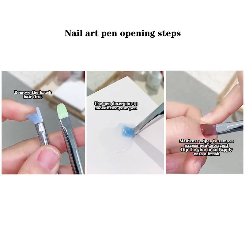 6PCS Nail Design Art Pen Aurora Transparent Brush Painting Brush Uv Gel Extension Drawing Carving Pen Diy Manicure Tool Nail Brush Nail Tools