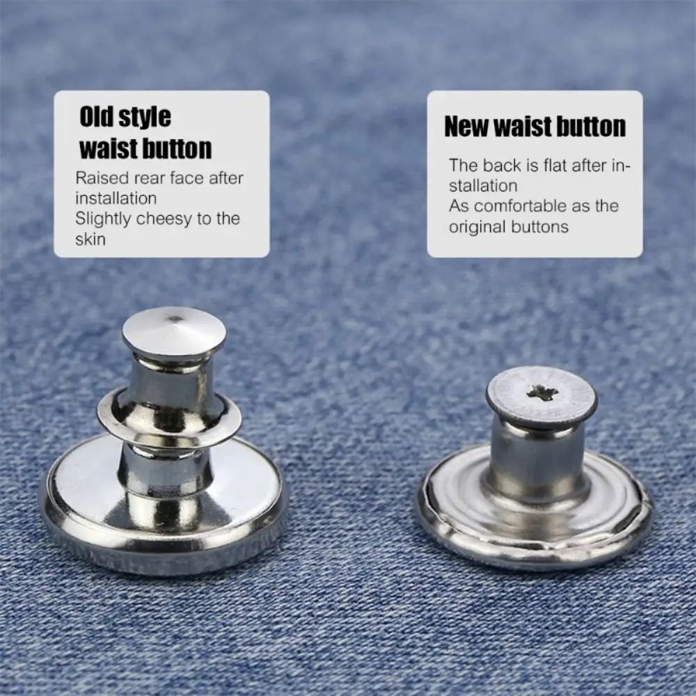 10Pcs Metal Jeans Buttons 17mm Replacement No-Sewing Screw Button Repair Kit Nailless Removable Jean Buckles Clothing Pants Pins Buttons