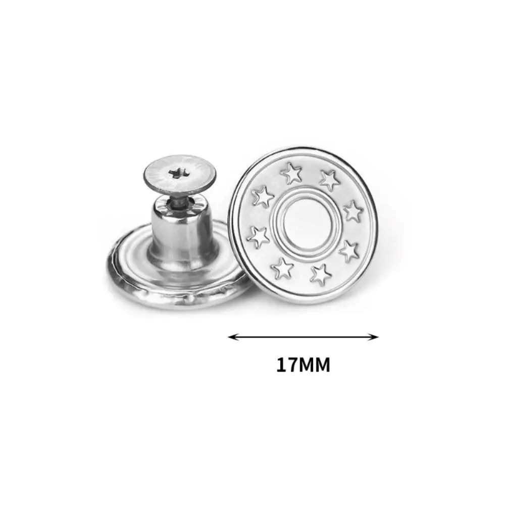 10Pcs Metal Jeans Buttons 17mm Replacement No-Sewing Screw Button Repair Kit Nailless Removable Jean Buckles Clothing Pants Pins Buttons