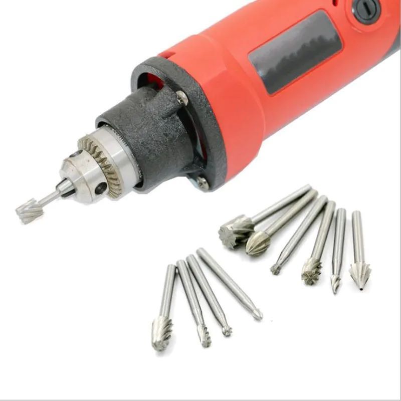 10pcs Set HSS Titanium For Dremel Routing Rotary Milling Rotary File Cutter Wood Carving Carved Knife Cutter Tools Accessories Hand Tools