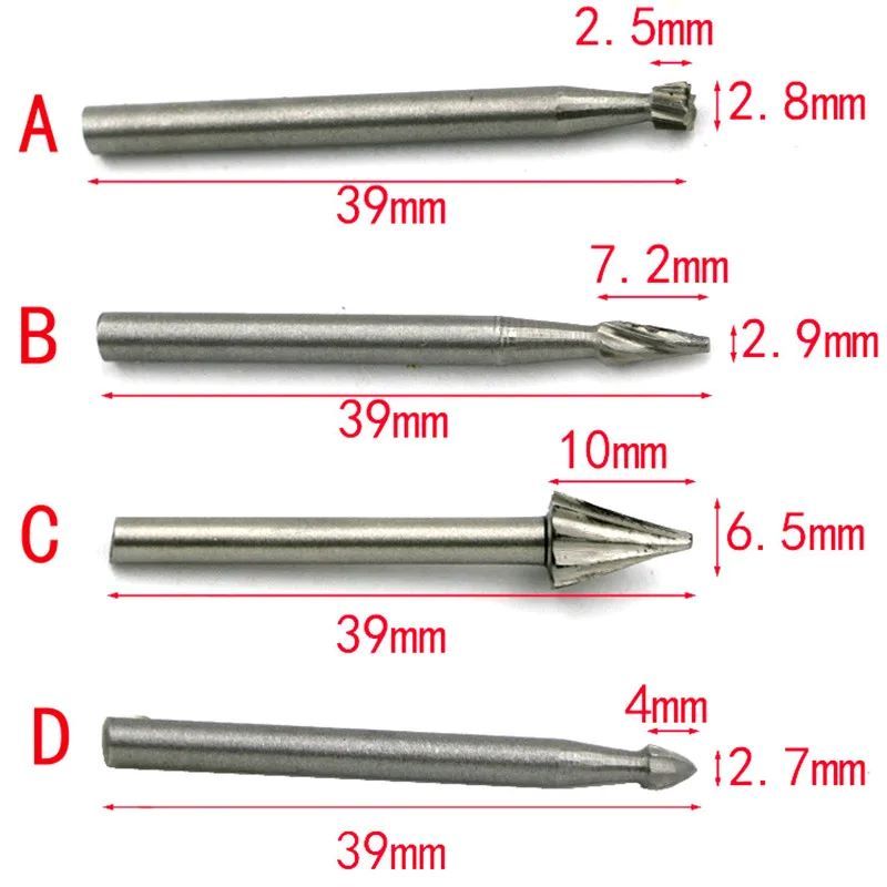 10pcs Set HSS Titanium For Dremel Routing Rotary Milling Rotary File Cutter Wood Carving Carved Knife Cutter Tools Accessories Hand Tools