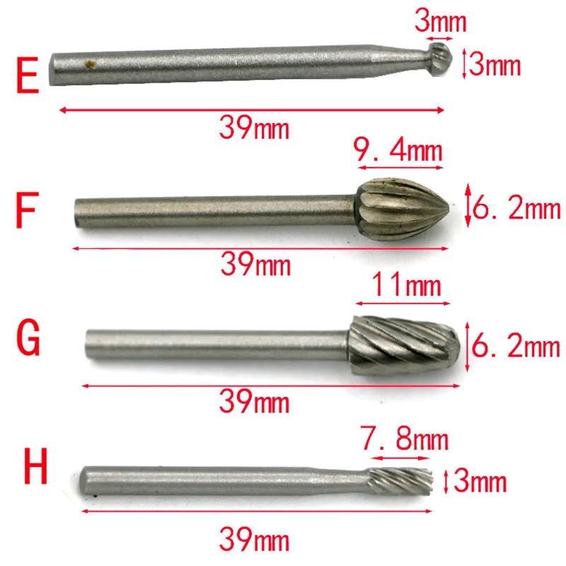 10pcs Set HSS Titanium For Dremel Routing Rotary Milling Rotary File Cutter Wood Carving Carved Knife Cutter Tools Accessories Hand Tools