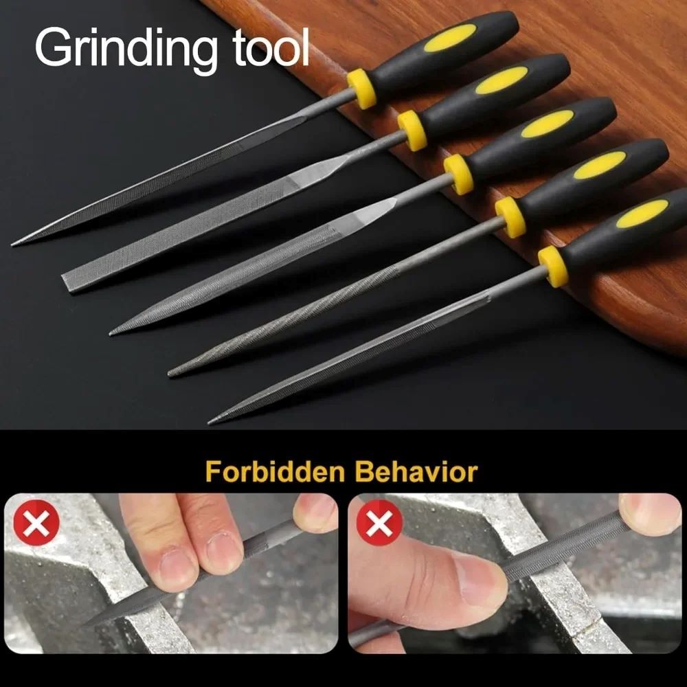 5pcs Alloy Steel File Set Precision Round Half-Round Flat Square Triangular Hand Files Steel Rasp Needle Filing Woodworking File Hand Tools