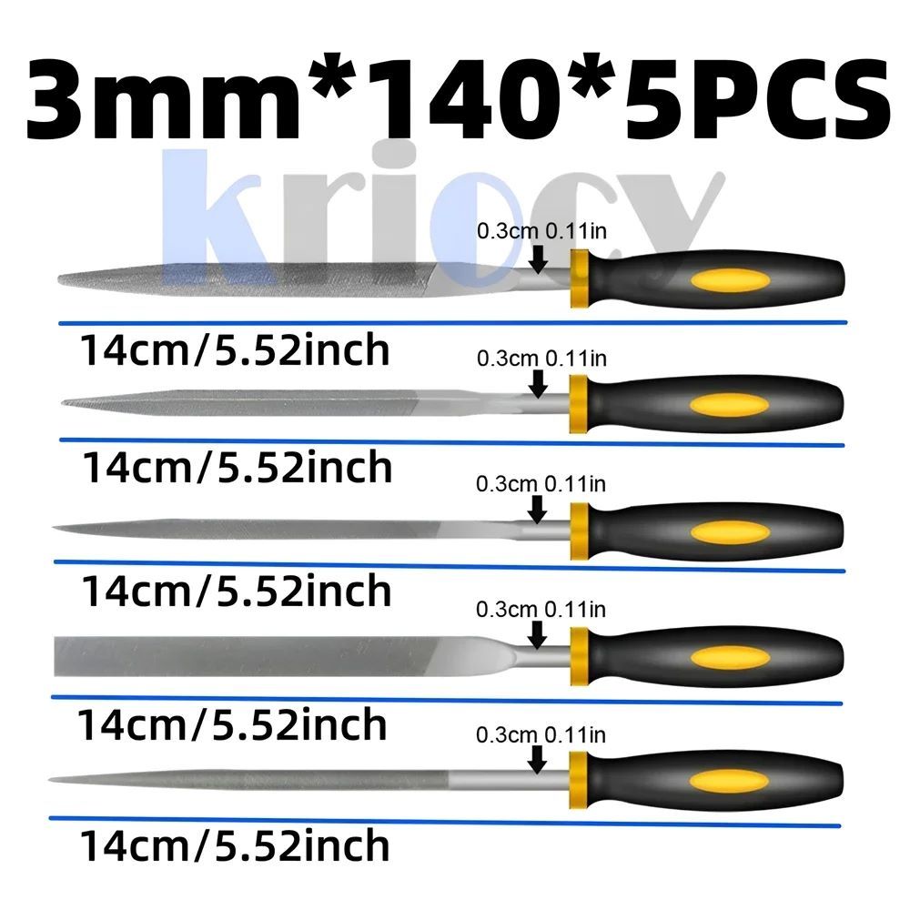 5pcs Alloy Steel File Set Precision Round Half-Round Flat Square Triangular Hand Files Steel Rasp Needle Filing Woodworking File Hand Tools