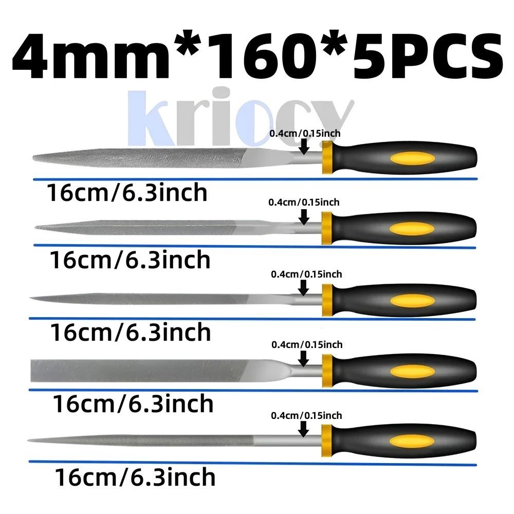 5pcs Alloy Steel File Set Precision Round Half-Round Flat Square Triangular Hand Files Steel Rasp Needle Filing Woodworking File Hand Tools