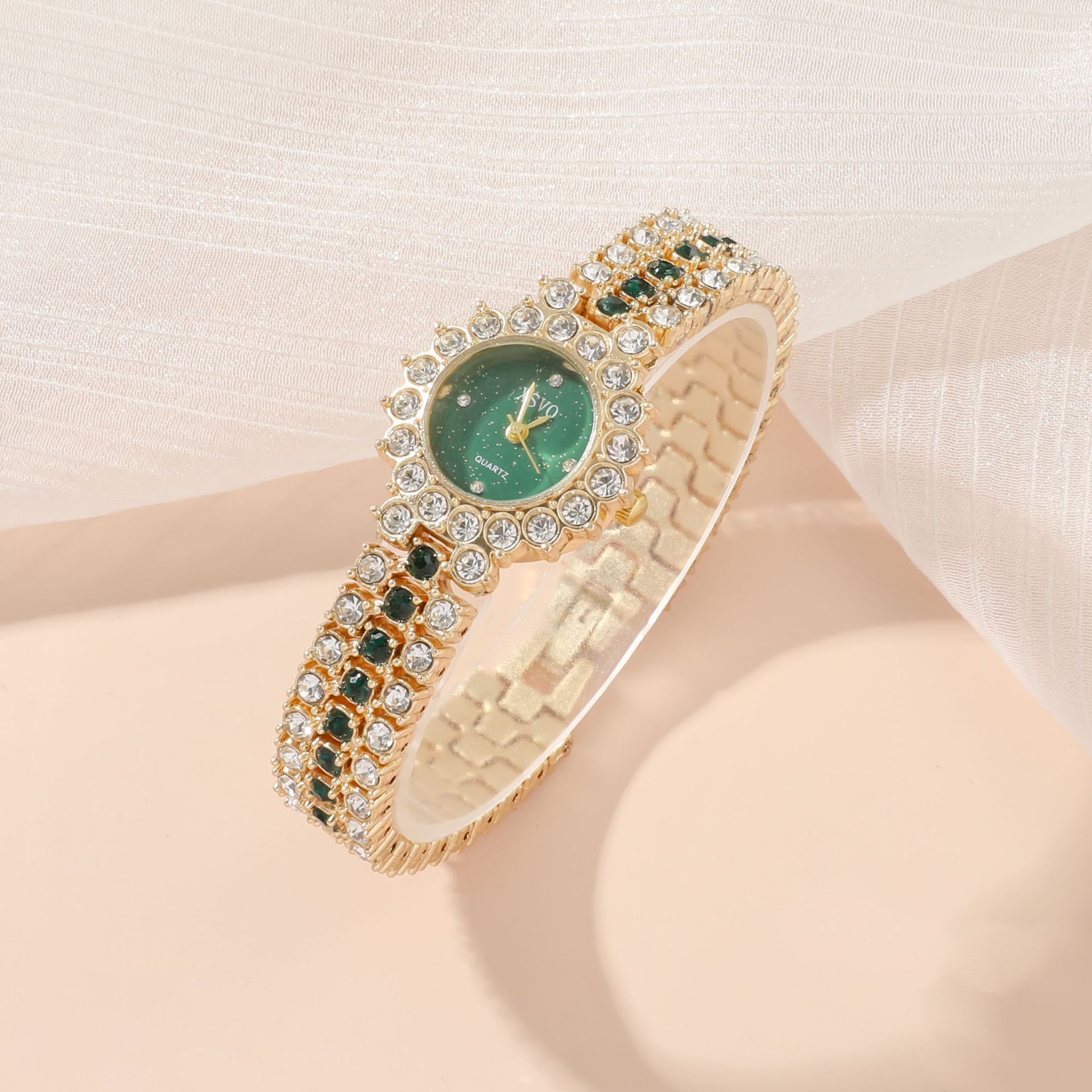 5pcs/set Women Luxury Rhinestone Watch Steel Strip Quartz Watch Ladies Fashion Casual Simple Bracelet Watches