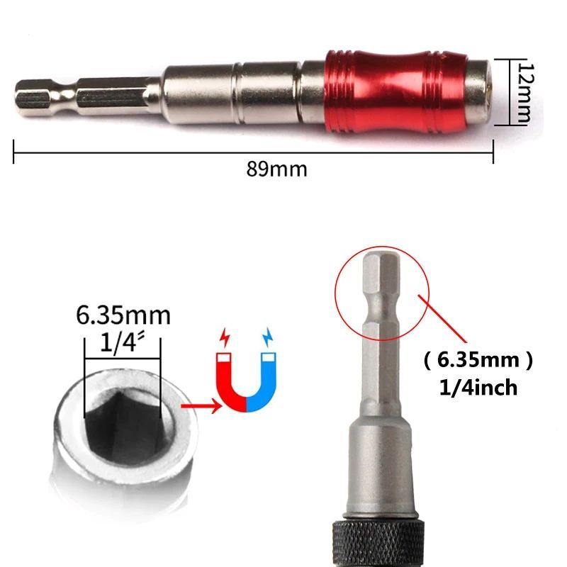1PCS 1/4 "Hex Magnetic Ring Screwdriver Bits Drill Hand Tools Drill Bit Extension Rod Quick Change Holder Drive Guide Screw Drill Tip