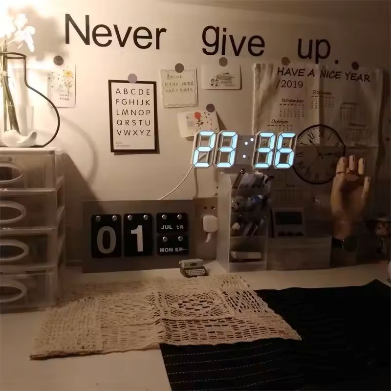 3D LED Digital Clock Wall Decoration Glow Night Mode Decoration for Bedroom Adjustable Electronic Watch Room Decor Aesthetics