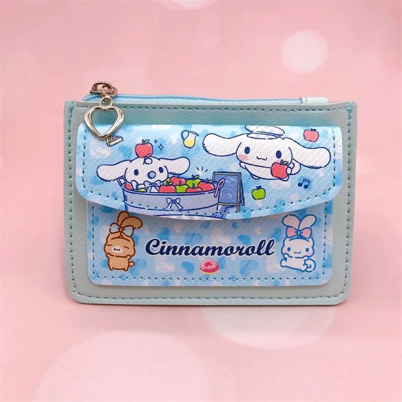 Kawaii Cartoon PU Leather Wallet Sanrio Anime Hello Kitty Cinnamoroll Kuromi Casual Short Wallets Cute Card Holder Coin Purse