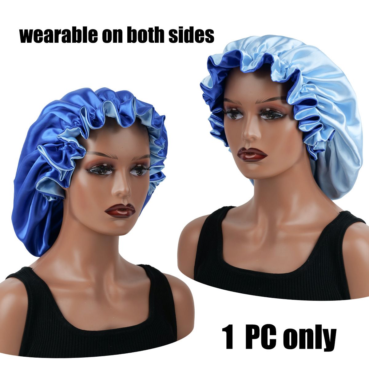 1pc Double Layer Laced edge satin bonnets matching colors sleep bonnet cap