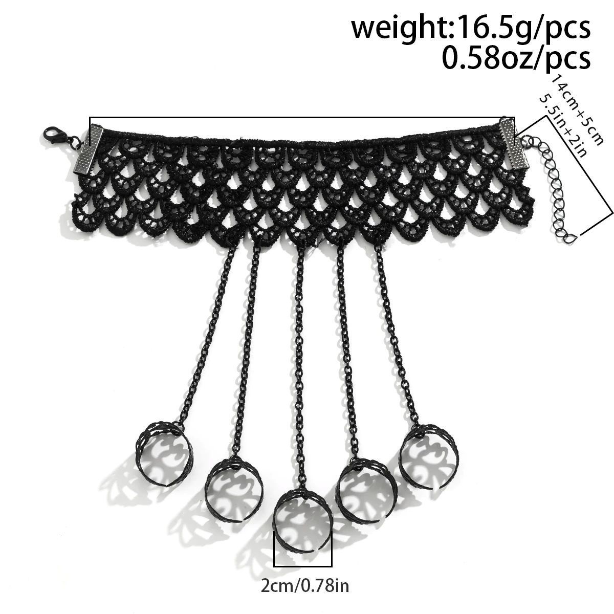 Creative Vintage Black Lace Finger Wrist Chain Rings Bracelets for Women Metal Connecting Hand Harness Bangles Christmas Jewelry