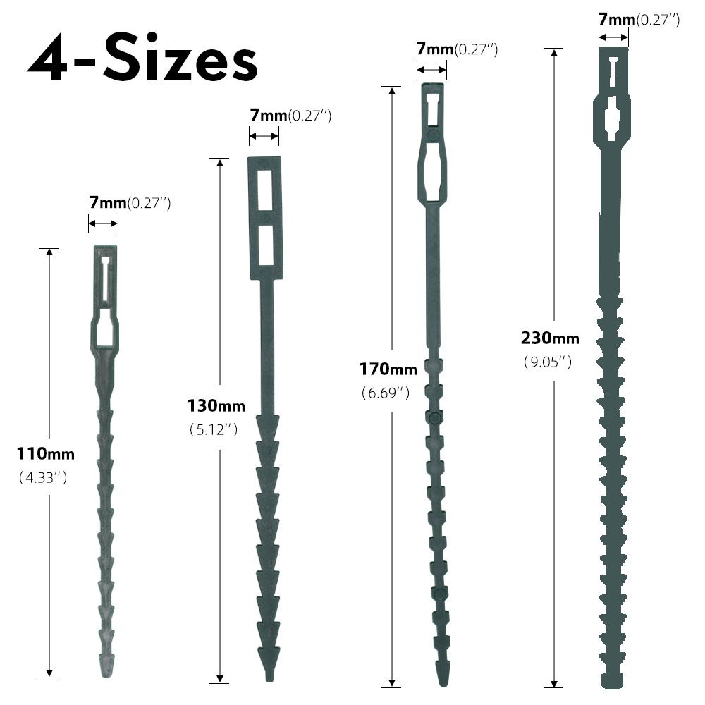 50pcs Adjustable Plastic Plant Cable Ties Reusable Cable Ties for Garden Tree Climbing Support Plant Vine Tomato Stem Clip
