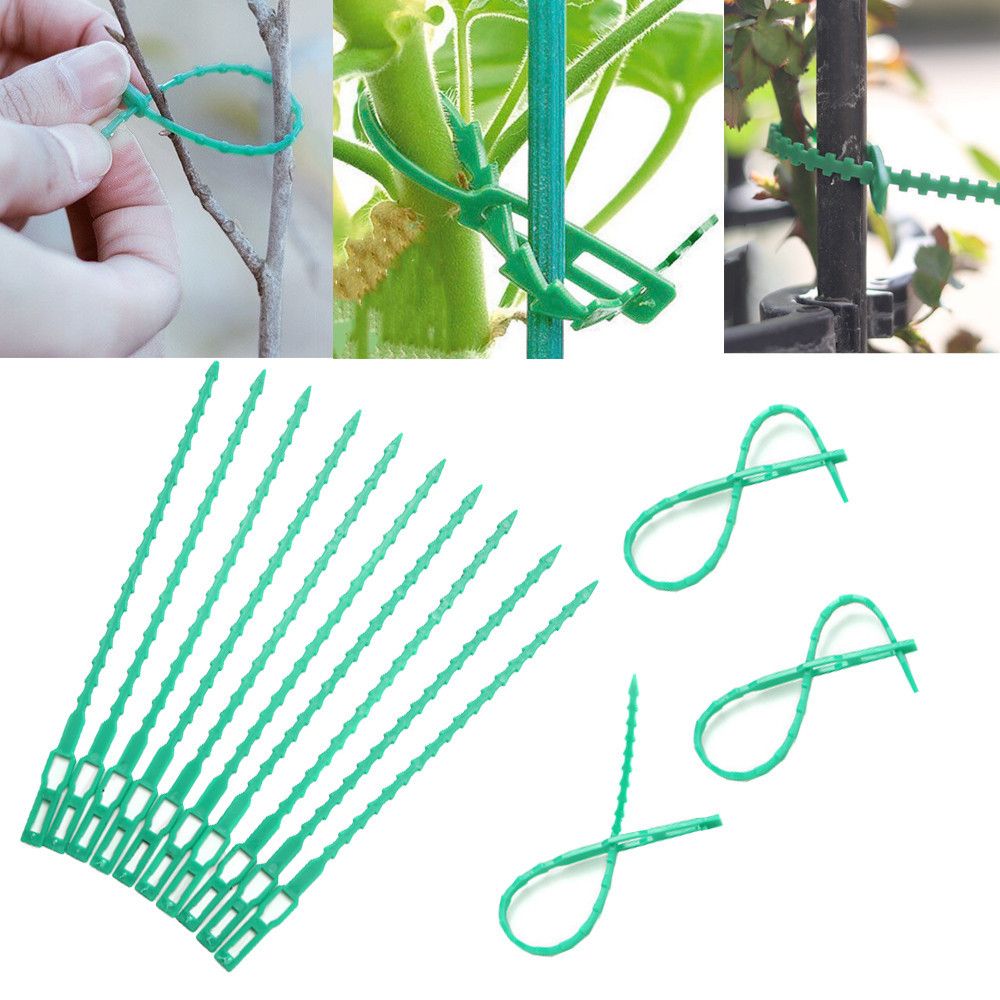 50pcs Adjustable Plastic Plant Cable Ties Reusable Cable Ties for Garden Tree Climbing Support Plant Vine Tomato Stem Clip