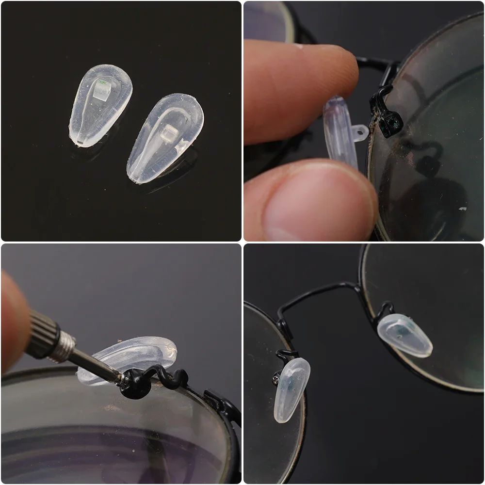 20Pcs/Set Silicone Glasses Nose Pad Airbag Soft Air Non-Slip Air Cushion Boles with Screws Screwdrivers Eyeglasses Accessories
