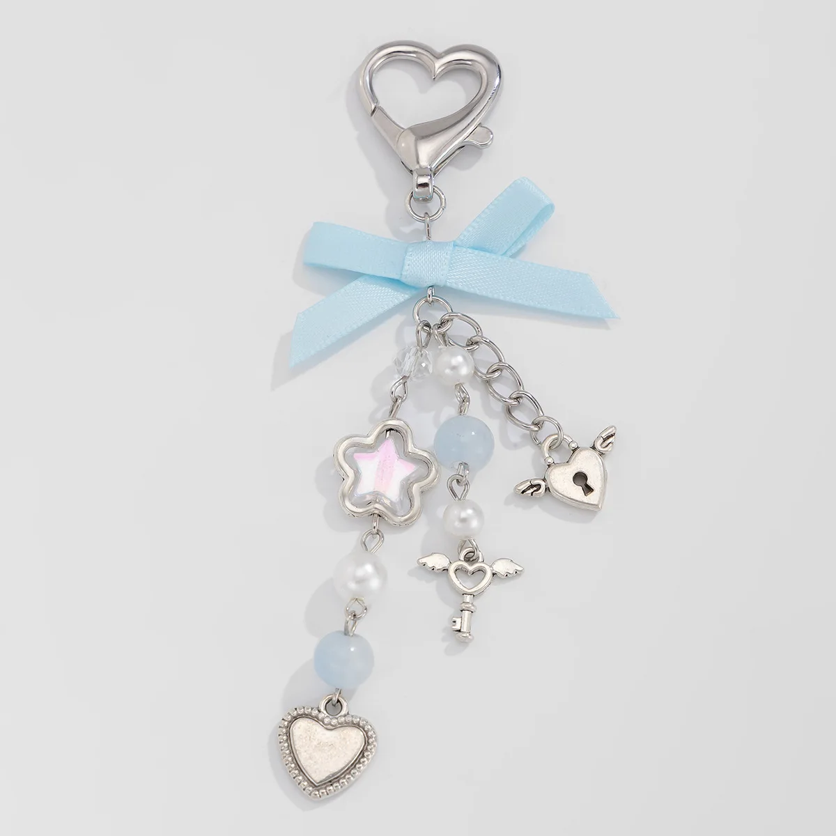 Y2K Fashion Flower Star Love Bow Strawberry Pendant Acrylic Keychain Student Women's Bag Backpack Pants Chain Accessories
