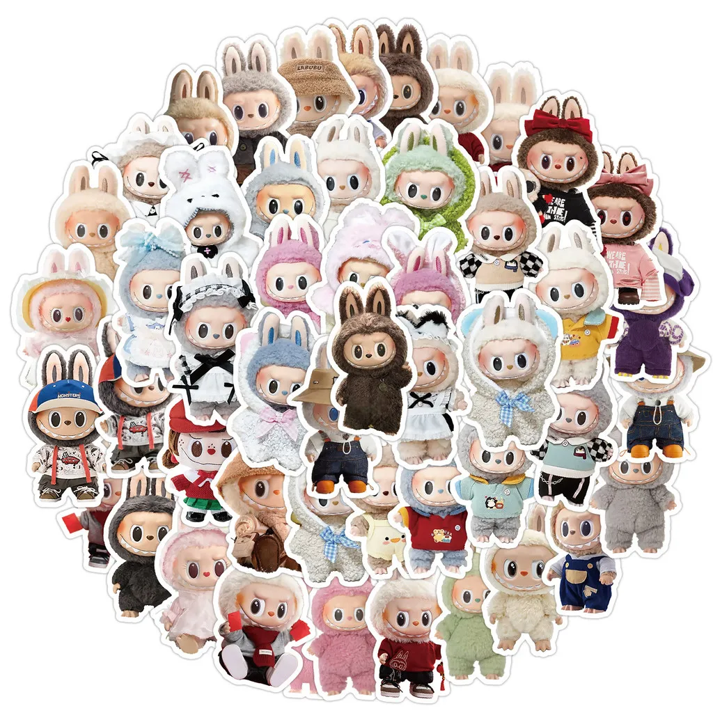 50PCS Cute Cartoon LABUBU Doll Graffiti Stickers for Bicycle Hand Account Pencil Case Decals