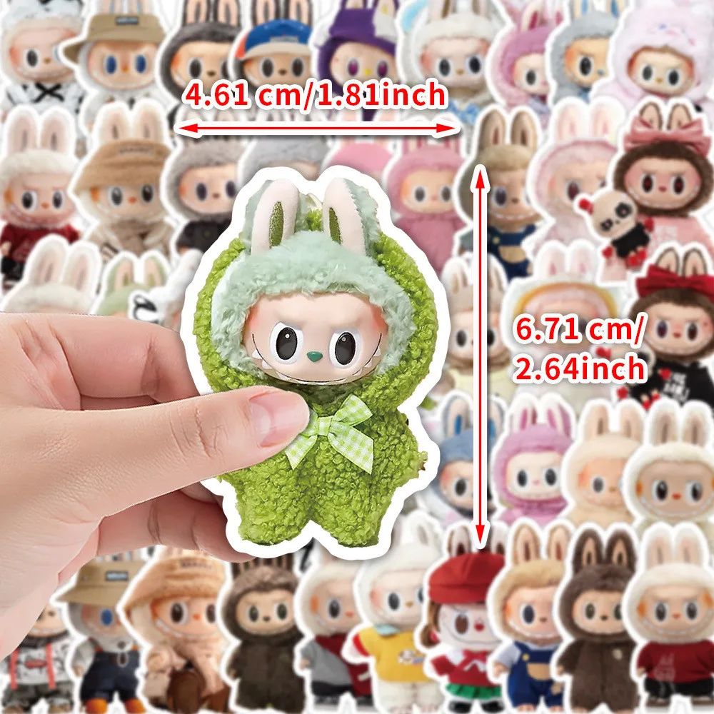 50PCS Cute Cartoon LABUBU Doll Graffiti Stickers for Bicycle Hand Account Pencil Case Decals