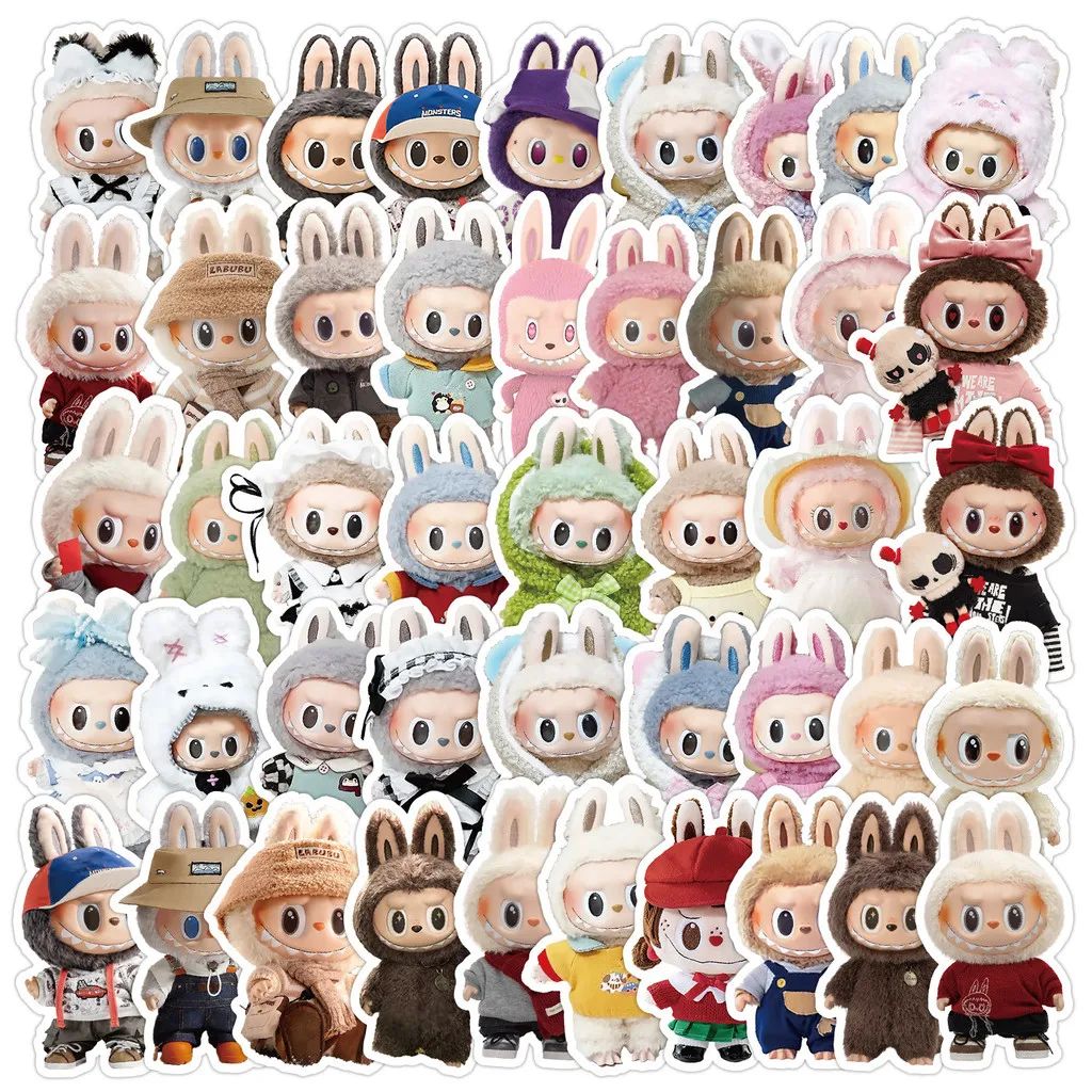 50PCS Cute Cartoon LABUBU Doll Graffiti Stickers for Bicycle Hand Account Pencil Case Decals