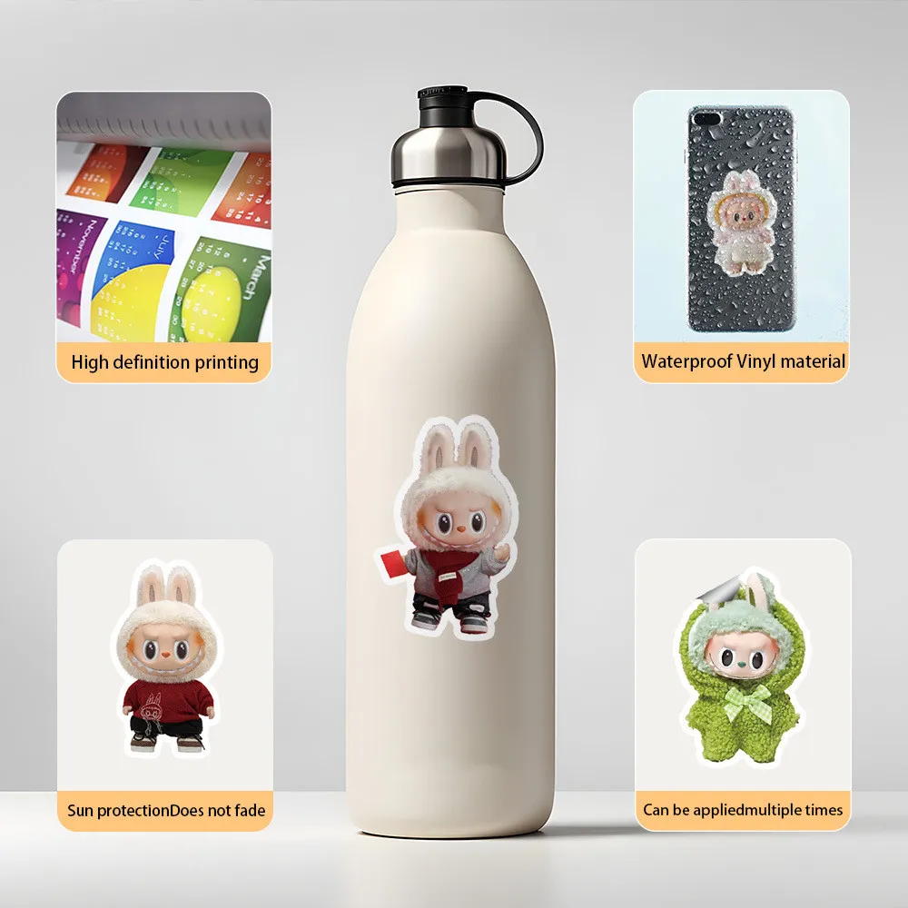 50PCS Cute Cartoon LABUBU Doll Graffiti Stickers for Bicycle Hand Account Pencil Case Decals