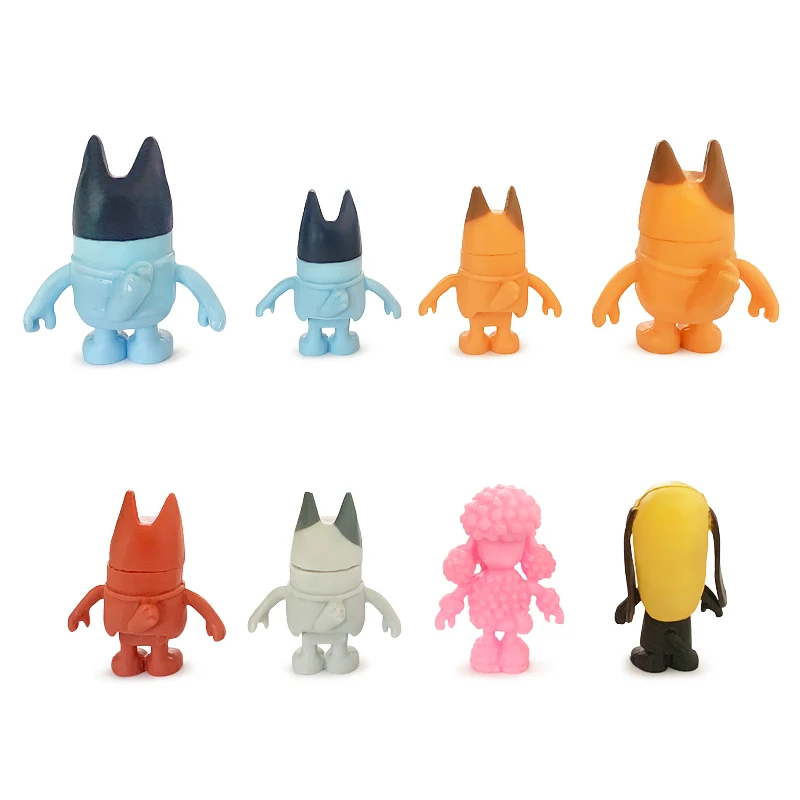 8Pcs/Set Bluey Bingo Anime Figure Toys  Cute PVC Movable Joints Action Figure Model Dolls Kids Birthday Decoration Toy Gifts