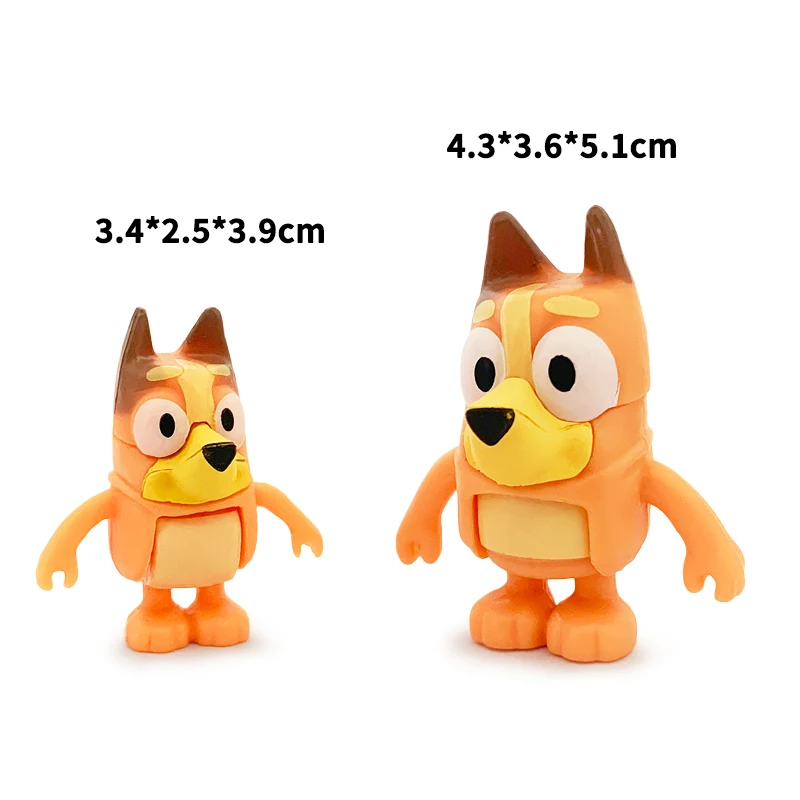 8Pcs/Set Bluey Bingo Anime Figure Toys  Cute PVC Movable Joints Action Figure Model Dolls Kids Birthday Decoration Toy Gifts