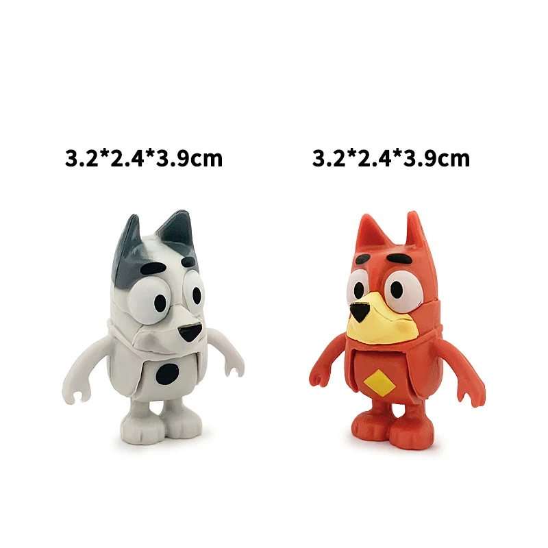 8Pcs/Set Bluey Bingo Anime Figure Toys  Cute PVC Movable Joints Action Figure Model Dolls Kids Birthday Decoration Toy Gifts