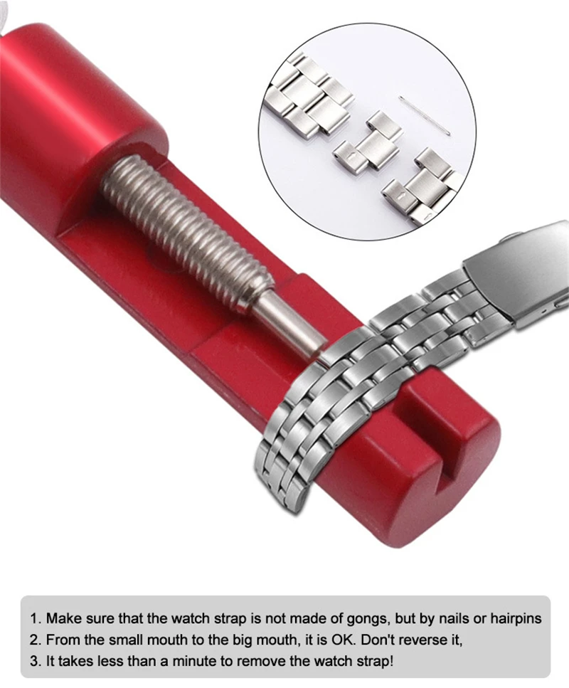 Metal Watch Band Strap Link Pin Remover Repair Tool Kit for Watchmakers with Pack of 3 Extra Pins Mini Watchband Tools