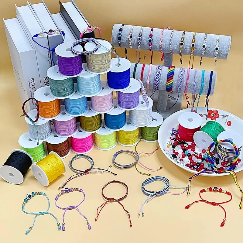 50M/Roll 0.8mm Nylon Beading String Macrame Thread Bracelet String Chinese Knot Cord for Braided Bracelet DIY Craft Jewelry Make