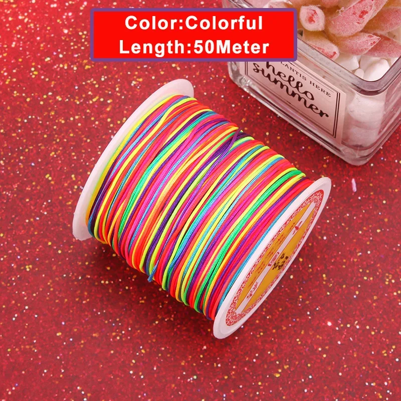 50M/Roll 0.8mm Nylon Beading String Macrame Thread Bracelet String Chinese Knot Cord for Braided Bracelet DIY Craft Jewelry Make