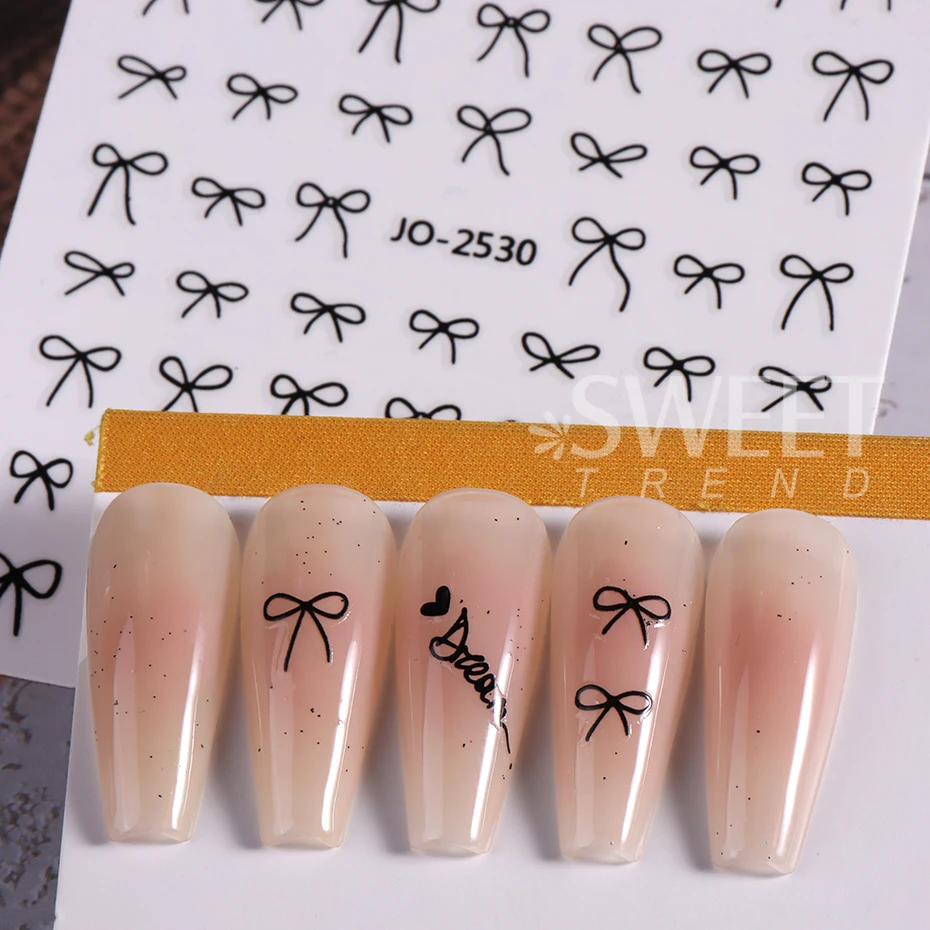 6pcs/set 3D Small Bow Ribbon Bowknot Y2K Nail Sticker MIni Kawaii Japanese Adhesive Decals Nail Art Manicure Decorations DIY Nail Tools