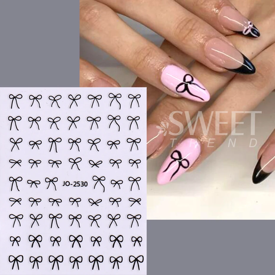 6pcs/set 3D Small Bow Ribbon Bowknot Y2K Nail Sticker MIni Kawaii Japanese Adhesive Decals Nail Art Manicure Decorations DIY Nail Tools