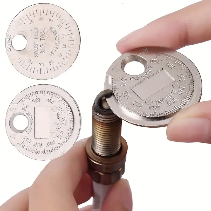 2PC 0.6-2.4mm Range Coin-Type Spark Plug Gage Gap Tool Feeler Spark Plug Gap Measurement Tool